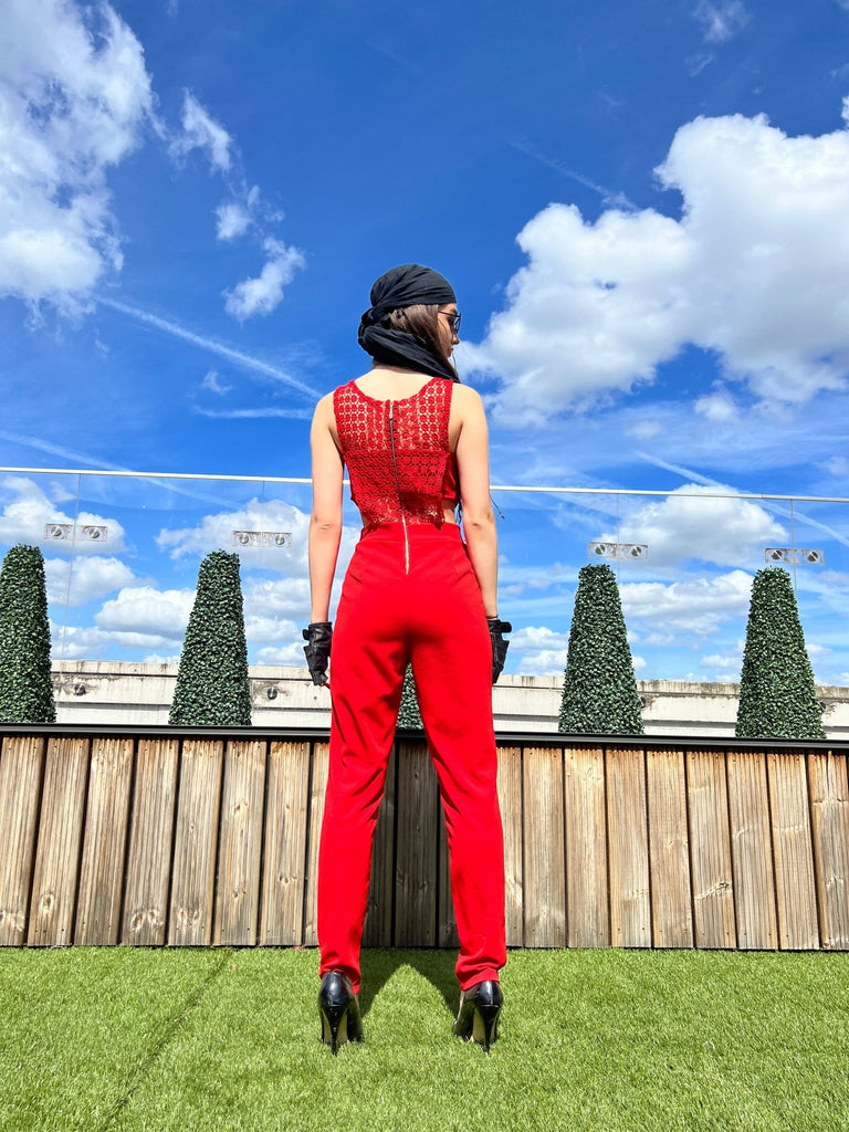 Crimson Lace Link Jumpsuit - One Wear Freedom #product_tags#