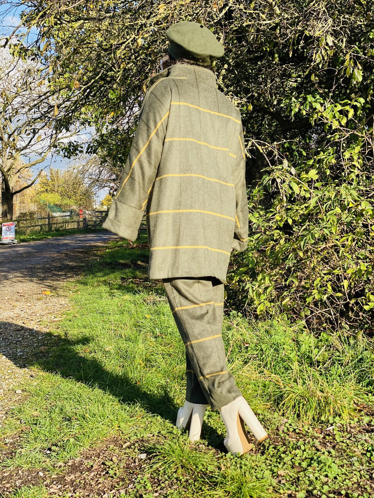 Hunter Green + Sunshine Stripe Jacket + Straight Trouser Suit - One Wear Freedom #product_tags#