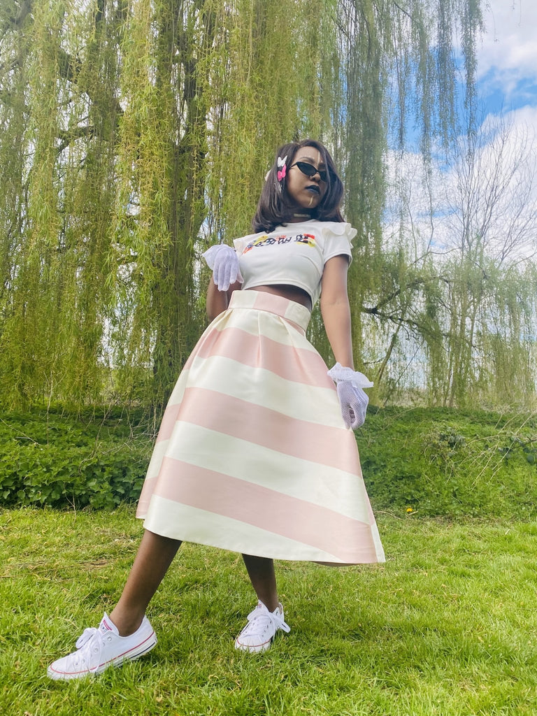 Marshmallow Striped Poofy Skirt - One Wear Freedom #product_tags#