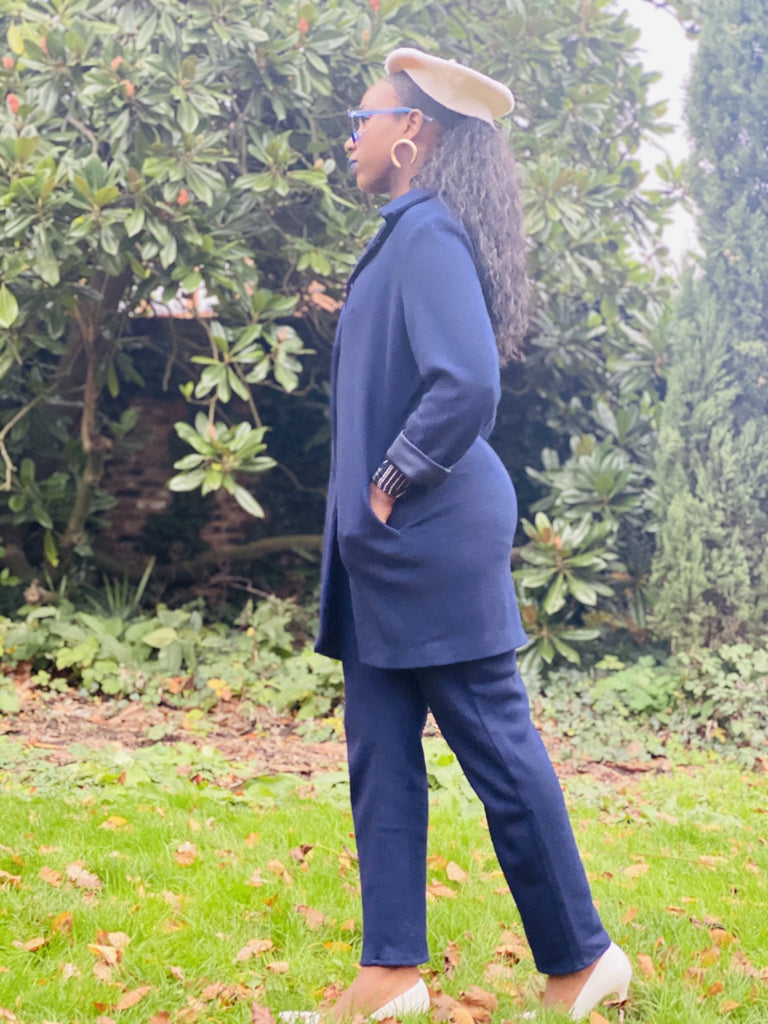 Navy Knit Jacket + Trouser Suit - One Wear Freedom #product_tags#