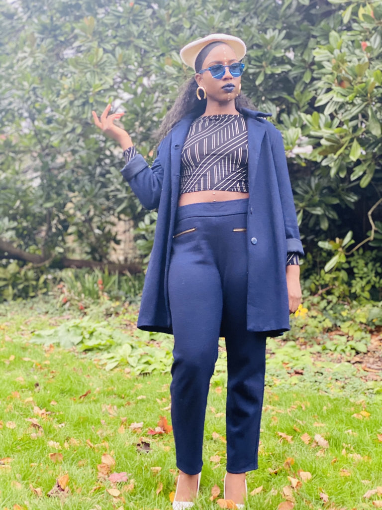 Navy Knit Jacket + Trouser Suit - One Wear Freedom #product_tags#