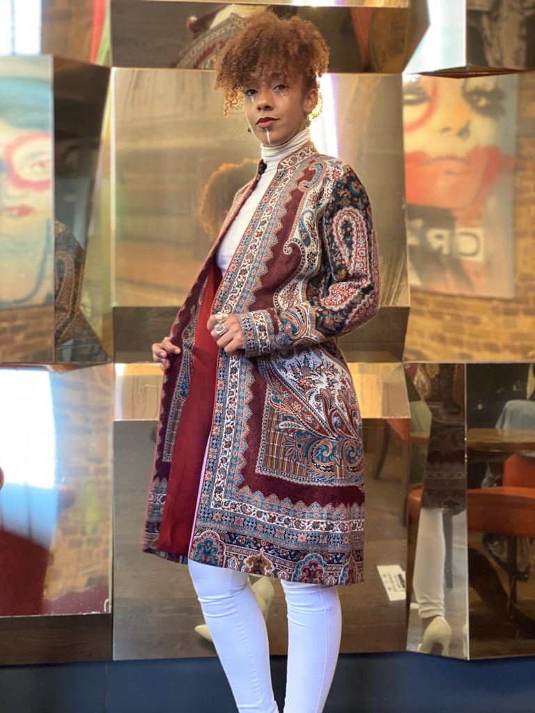 Traditional Scarlett Jacquard Pashmina Coat - One Wear Freedom #product_tags#
