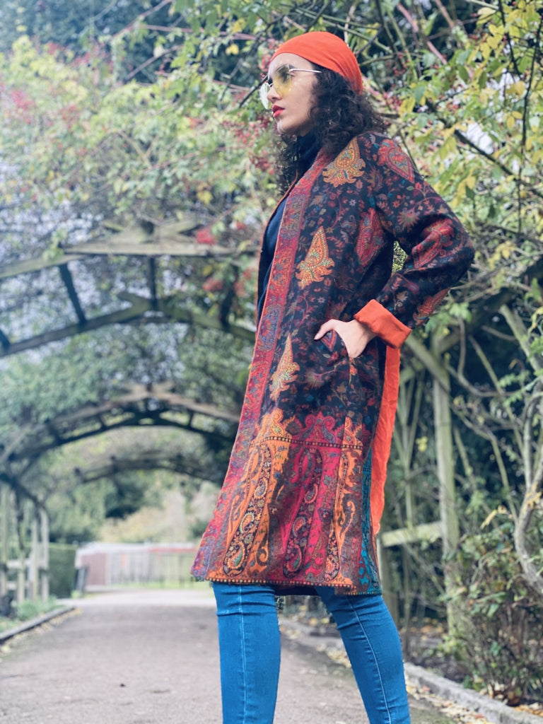 Traditional Scarlett Jacquard Pashmina Coat - One Wear Freedom #product_tags#