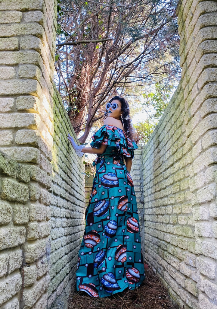 Tropical Turquoise Ruffle Gown - One Wear Freedom #product_tags#