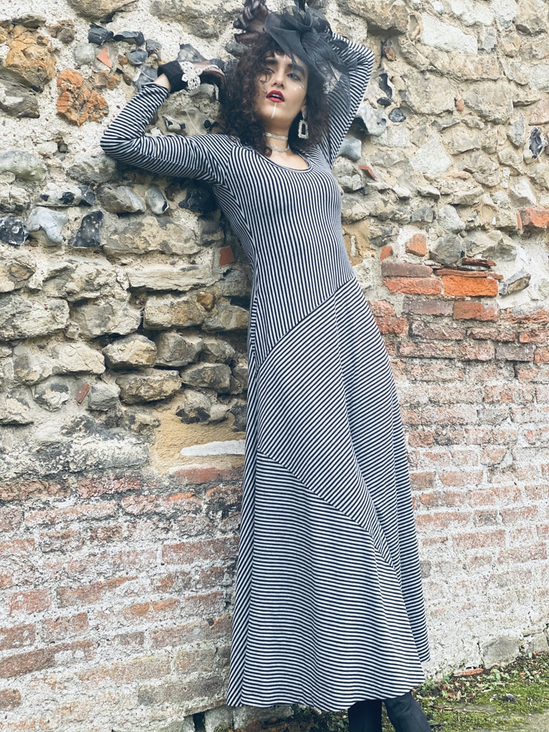 Vintage Stripes on Stripes Maxi Dress - One Wear Freedom #product_tags#