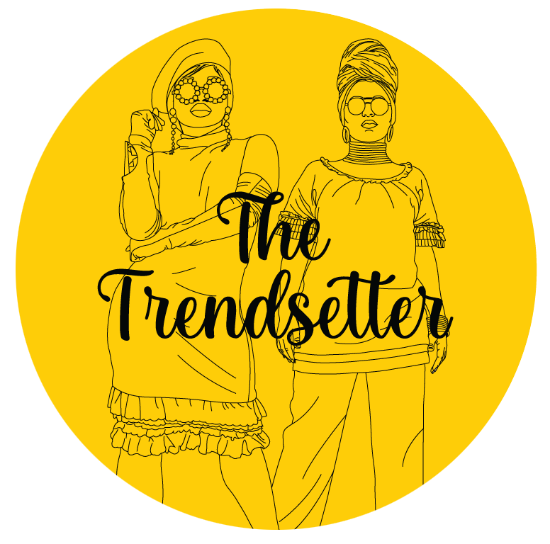 Icon of drawing of woman wearing rented outfit posing accompanied with the title The Trendsetter