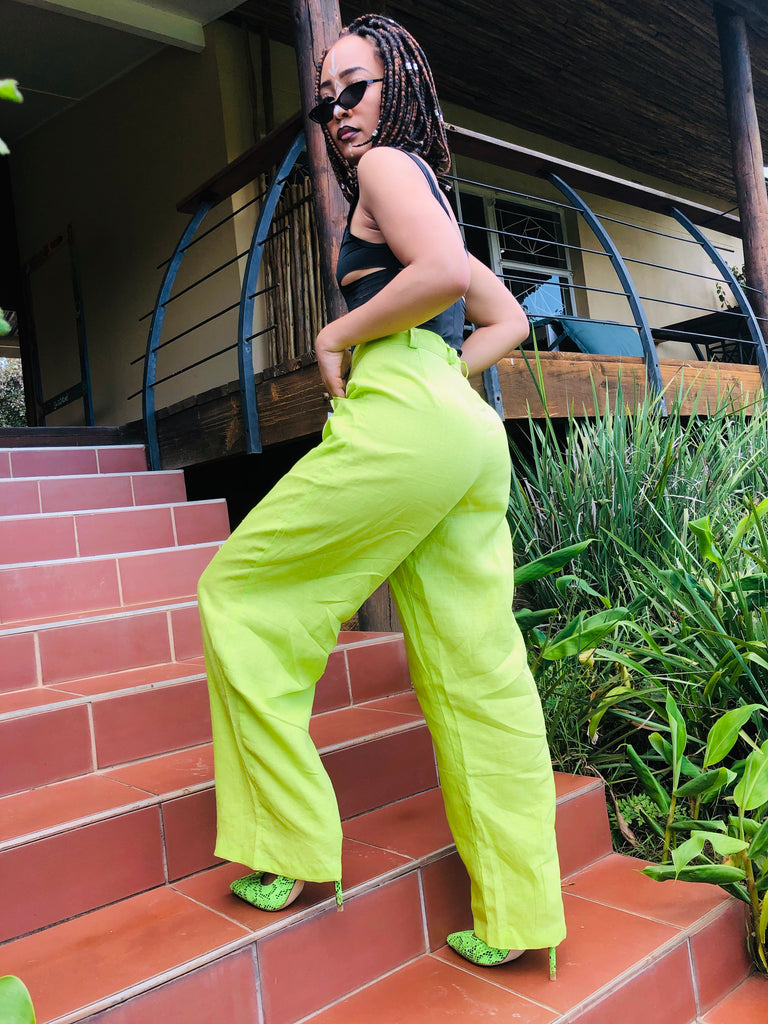 Lime Flax Trousers - One Wear Freedom - Side
