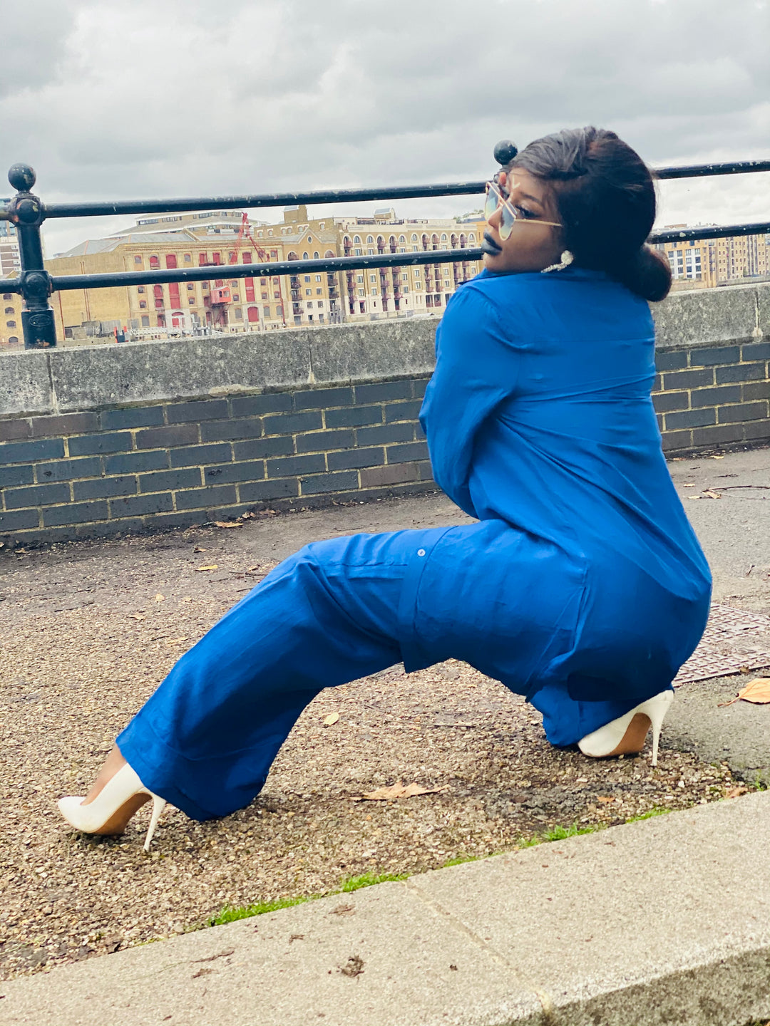 Royal Blue Bombyx Mori Maxi Coat + Trouser Suit - One Wear Freedom 
