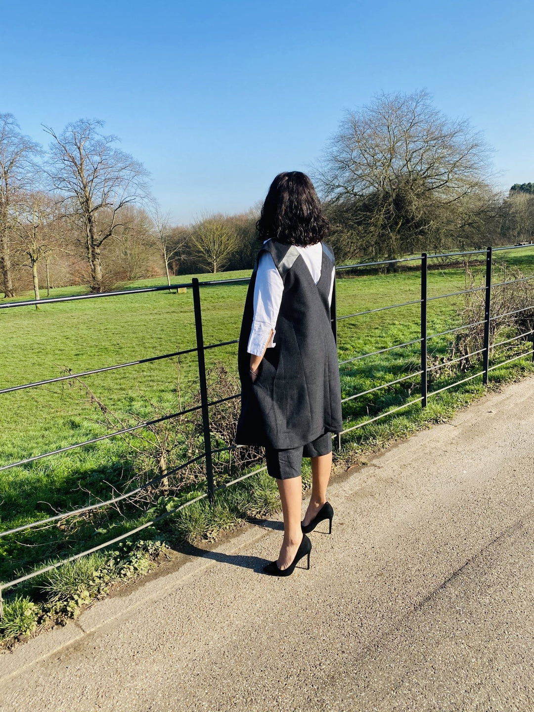 Achromatic Wool Zip Vest + Shorts Co-ord - One Wear Freedom vintage back