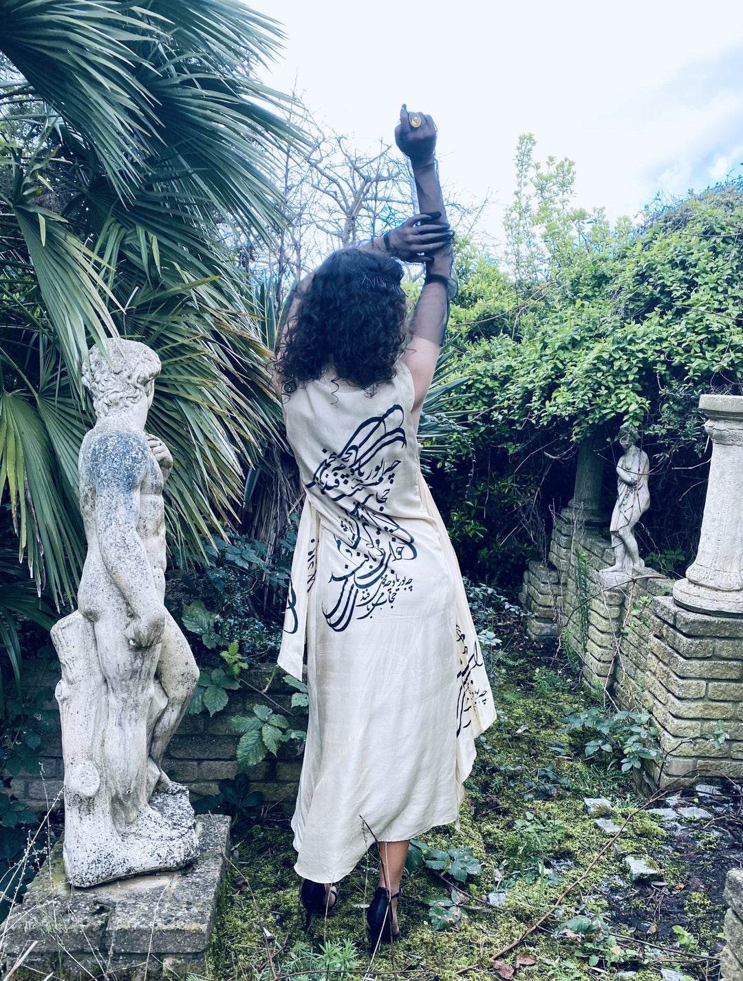 Afghan Gold Bombyx Mori Maxi Dress - One Wear Freedom handmade silk back