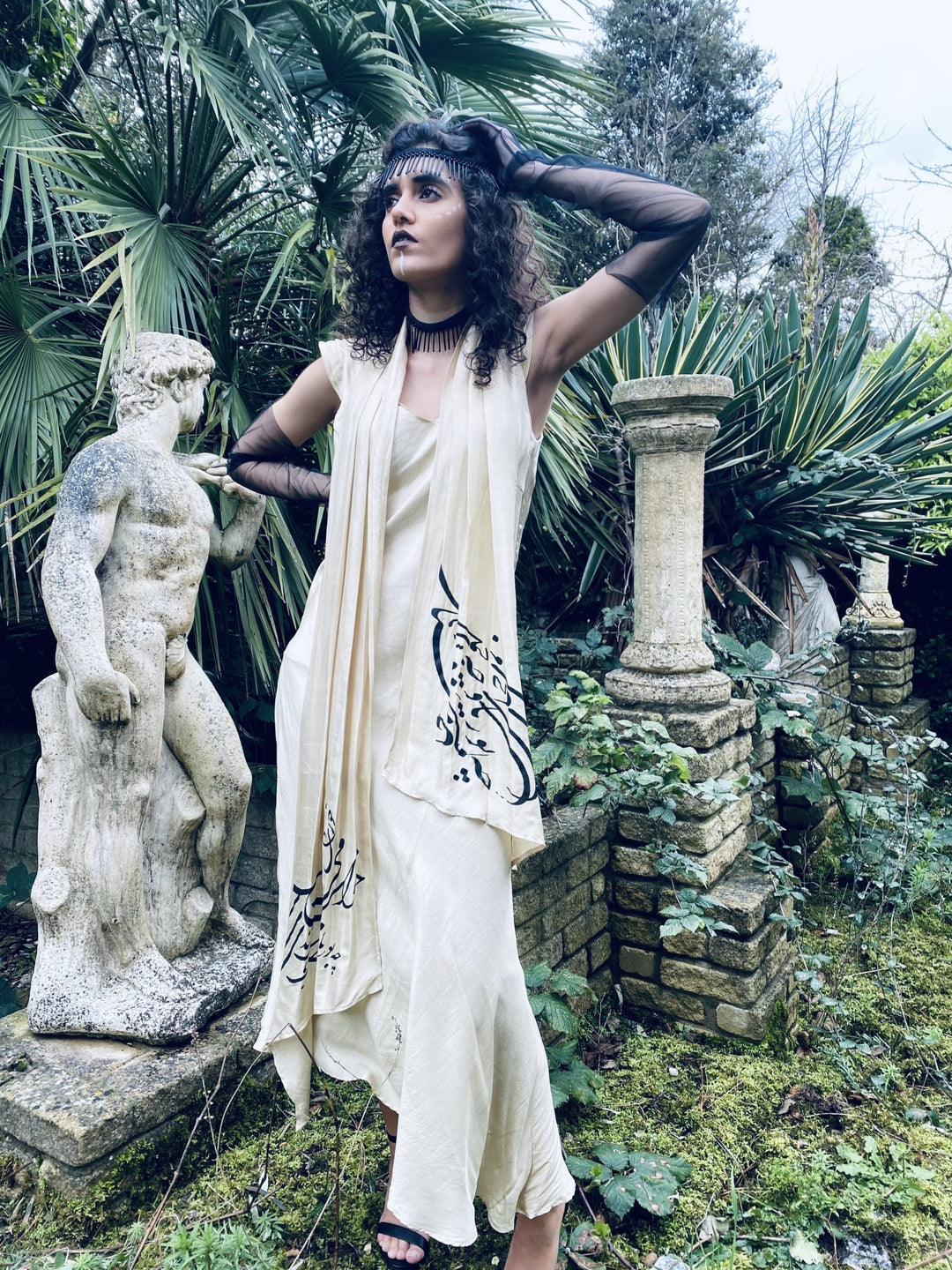 Afghan Gold Bombyx Mori Maxi Dress - One Wear Freedom handmade silk front 3