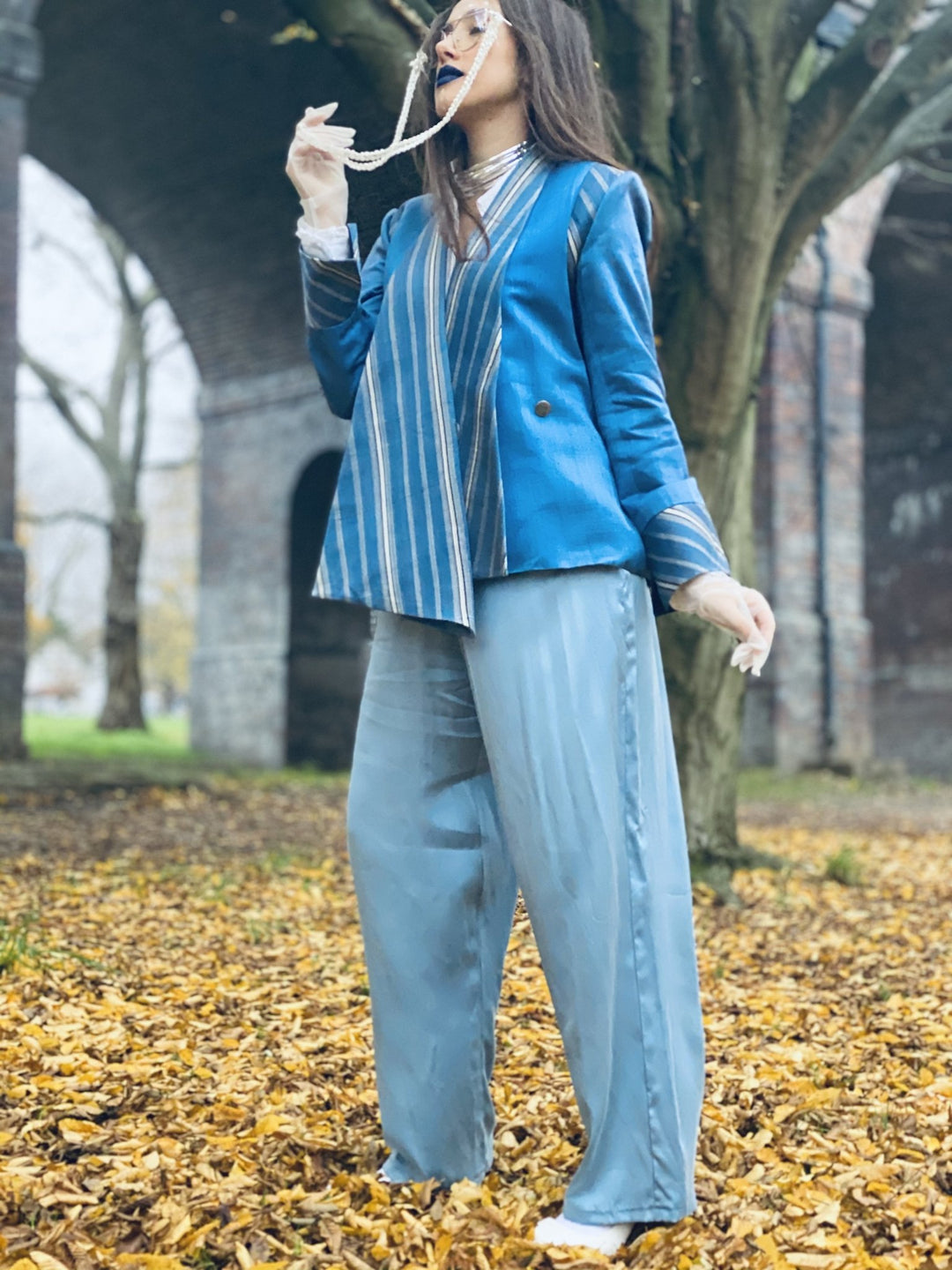 Afghan Silk Blue Chapan Blazer - One Wear Freedom 