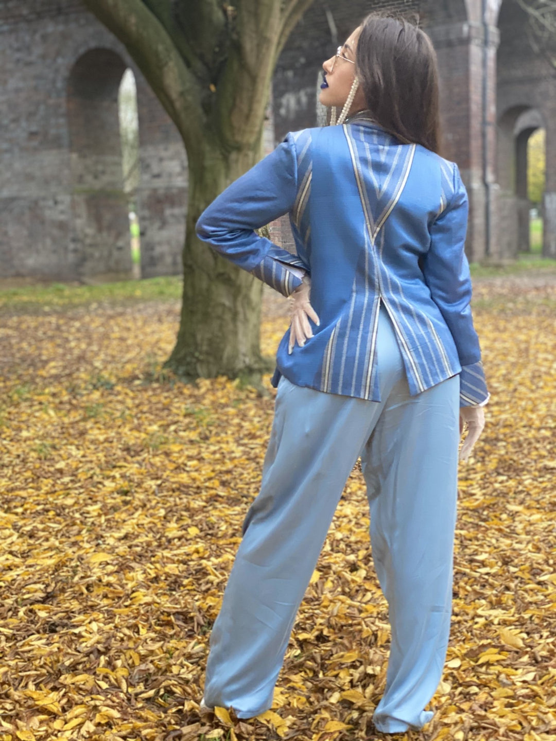 Afghan Silk Blue Chapan Blazer - One Wear Freedom 