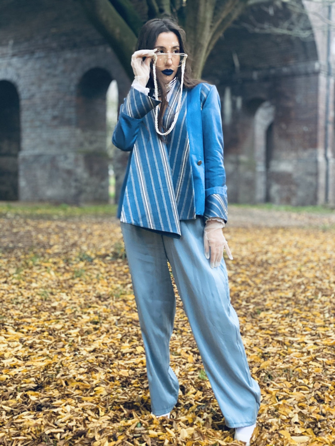 Afghan Silk Blue Chapan Blazer - One Wear Freedom 