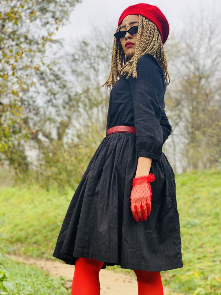 All Black Poofy Shirt-Style Dress - One Wear Freedom 