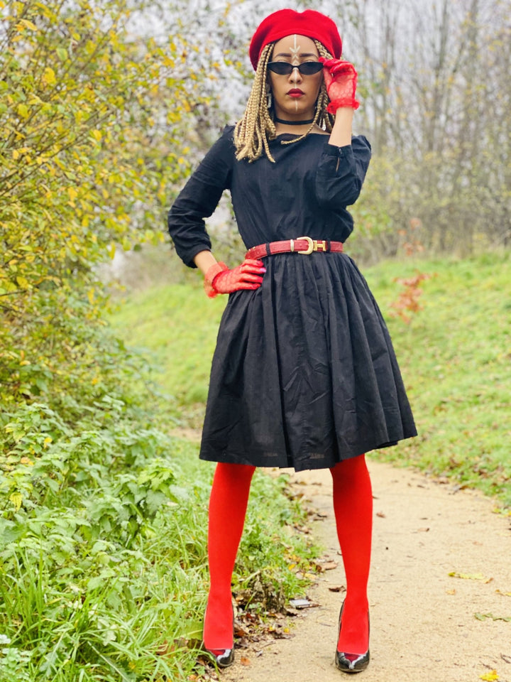 All Black Poofy Shirt-Style Dress - One Wear Freedom 