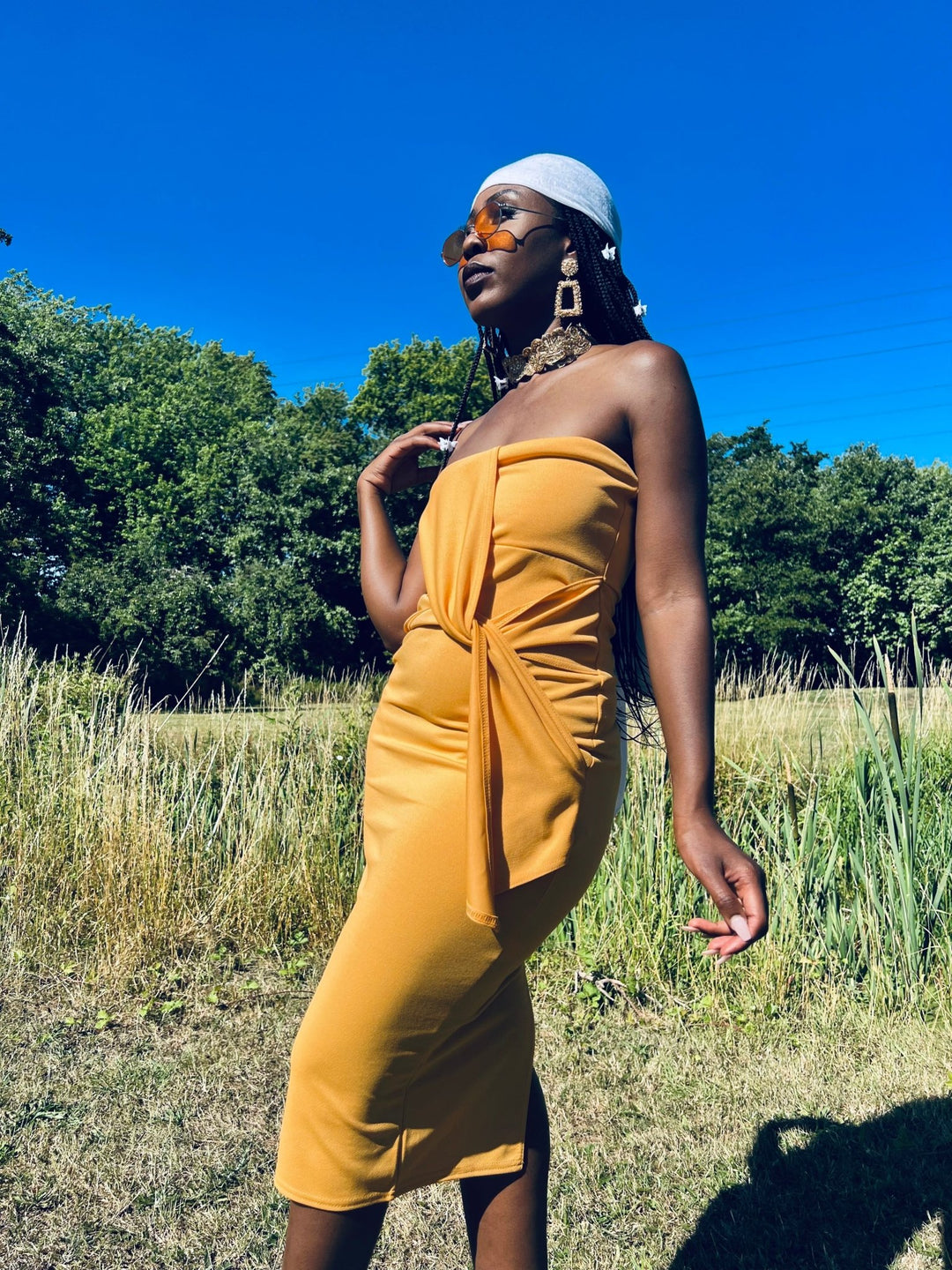 Apricot Bow Boobtube Dress - One Wear Freedom #product_tags#