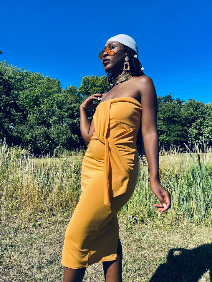 Apricot Bow Boobtube Dress - One Wear Freedom 