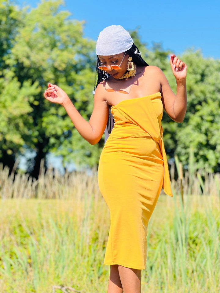 Apricot Bow Boobtube Dress - One Wear Freedom 