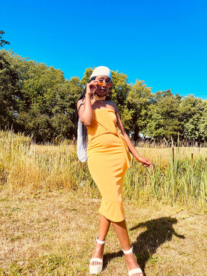 Apricot Bow Boobtube Dress - One Wear Freedom 