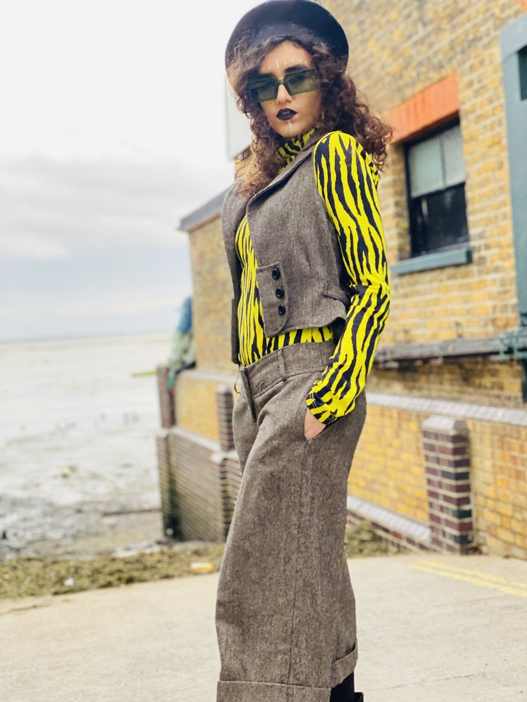 Ash Tweed Waist Coat + Culotte Co-ord - One Wear Freedom 