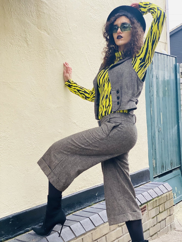 Ash Tweed Waist Coat + Culotte Co-ord - One Wear Freedom 