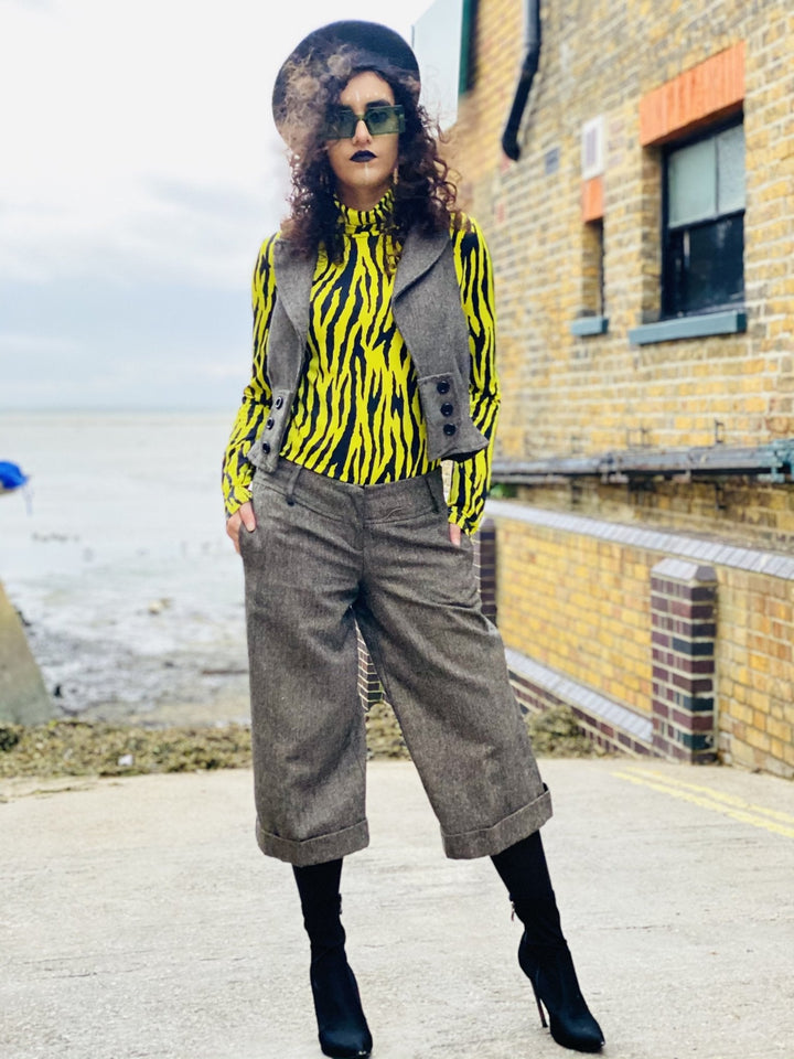Ash Tweed Waist Coat + Culotte Co-ord - One Wear Freedom 
