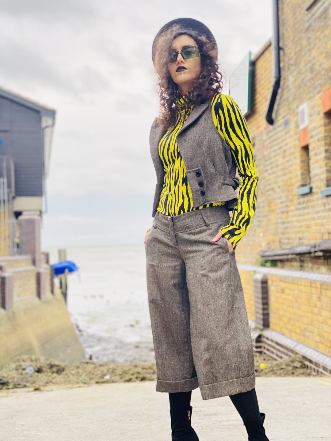 Ash Tweed Waist Coat + Culotte Co-ord - One Wear Freedom 