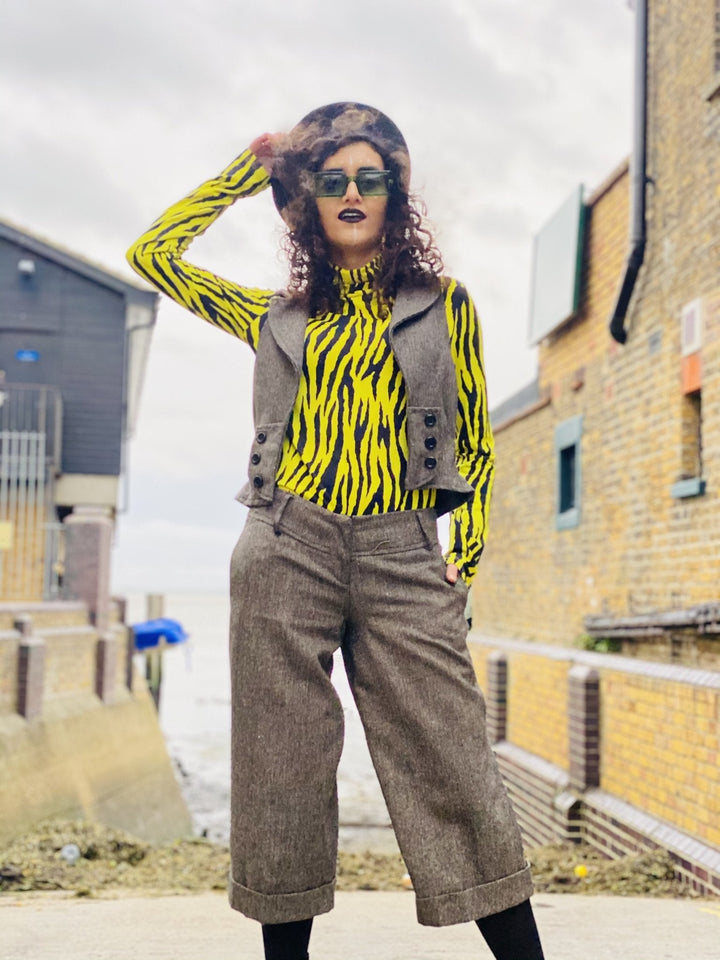 Ash Tweed Waist Coat + Culotte Co-ord - One Wear Freedom 