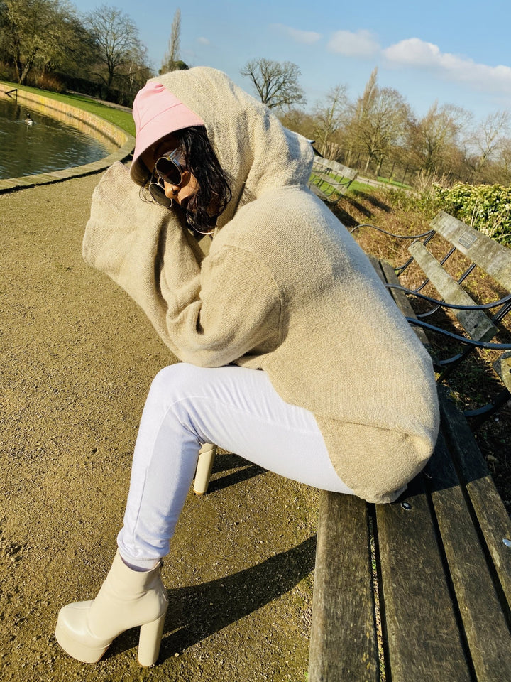 Au Natural Flax Jacket with Pointy Hood - One Wear Freedom vintage left side