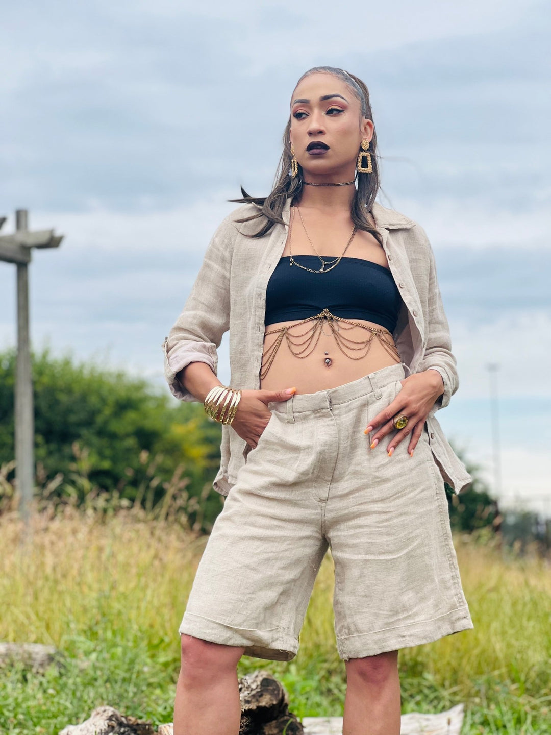 Au Natural Flax Shirt n Shorts Co-ord - One Wear Freedom 