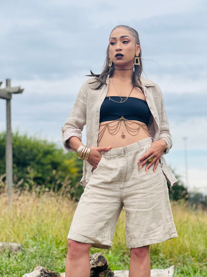 Au Natural Flax Shirt n Shorts Co-ord - One Wear Freedom 