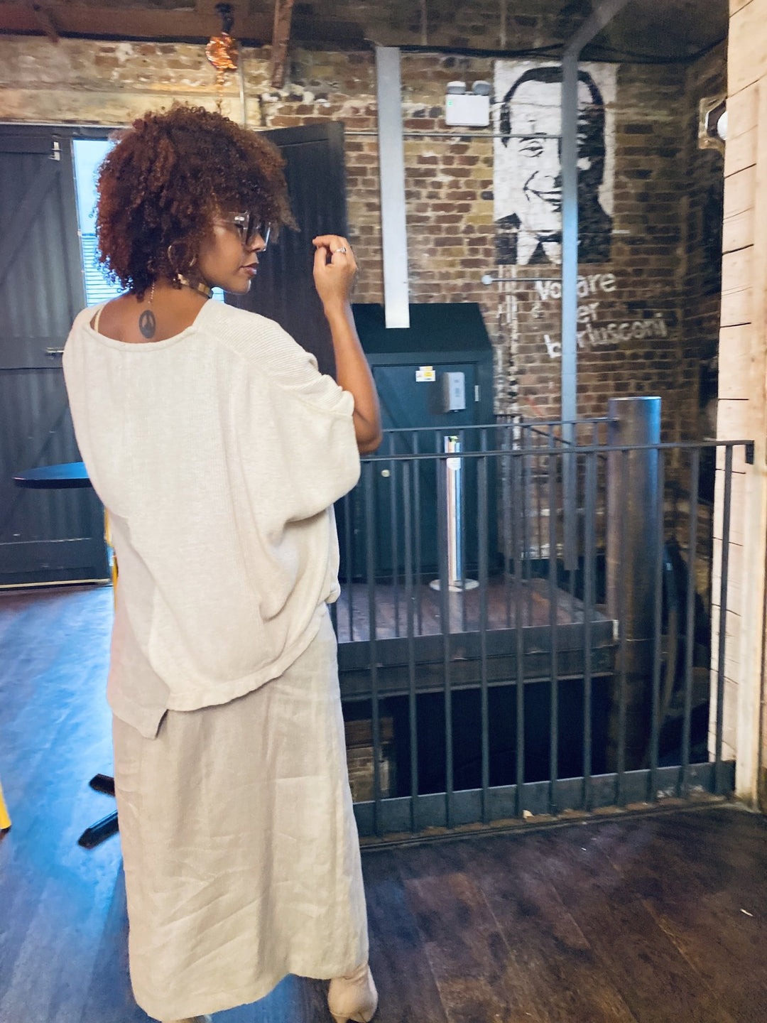 Au Naturale Flax Wrap Skirt + Half Knit Poncho Co-ord - One Wear Freedom 