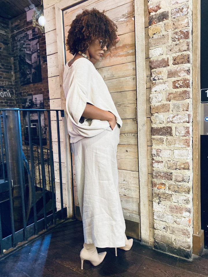 Au Naturale Flax Wrap Skirt + Half Knit Poncho Co-ord - One Wear Freedom 