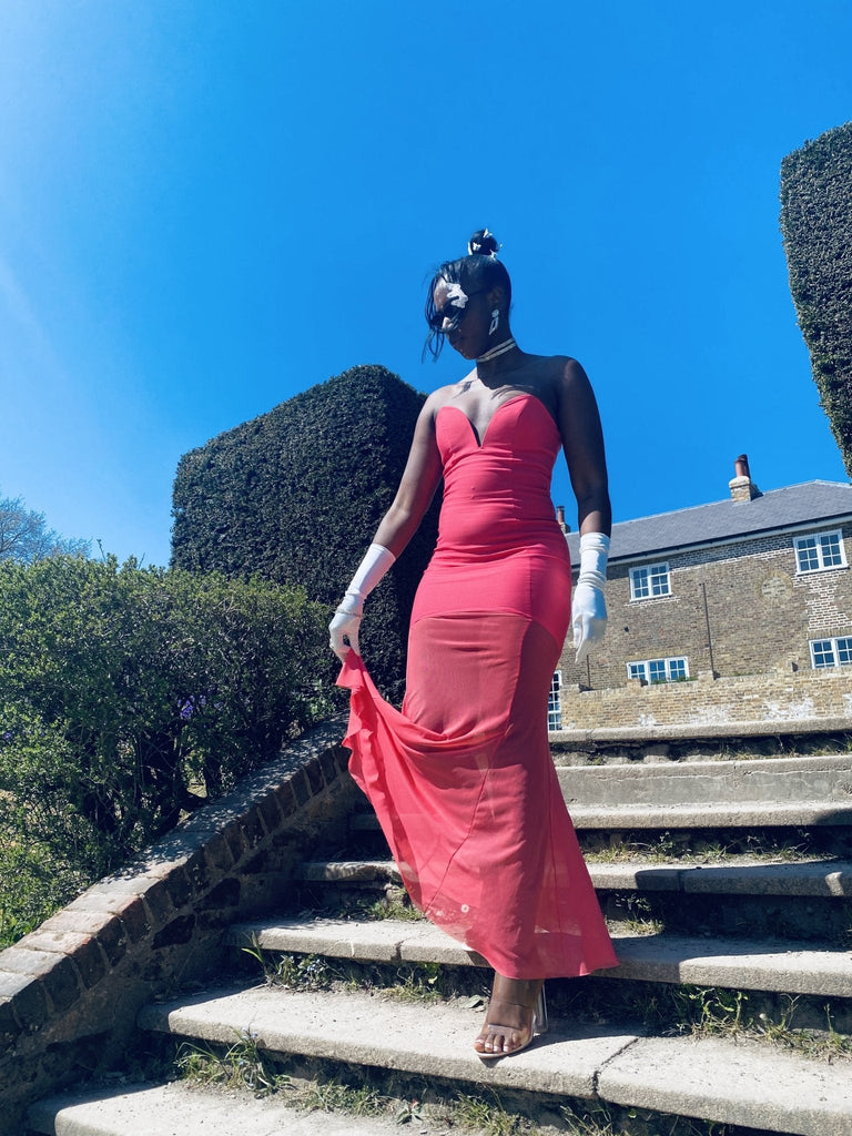 Azalea Heartline Gown with Mesh Trail