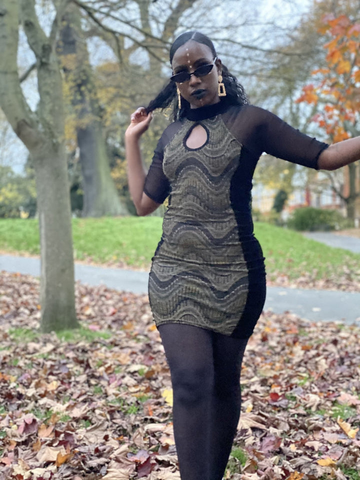 Bejewelled Black Velvet Mini Dress - One Wear Freedom 