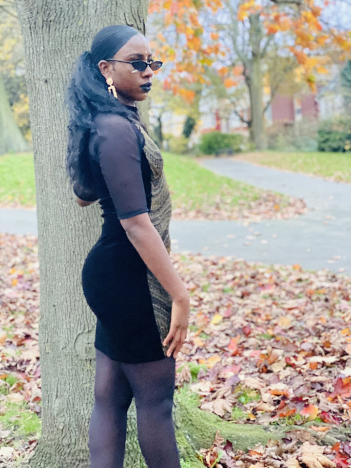 Bejewelled Black Velvet Mini Dress - One Wear Freedom 
