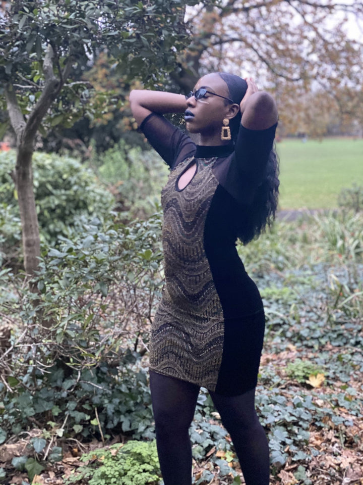 Bejewelled Black Velvet Mini Dress - One Wear Freedom 