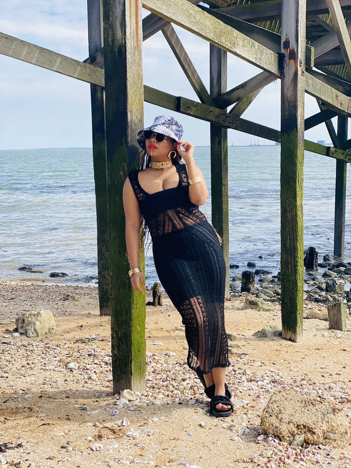 Black Crochet Maxi Beach Dress - One Wear Freedom 
