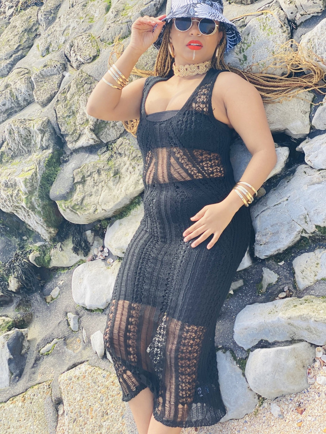 Black Crochet Maxi Beach Dress - One Wear Freedom 