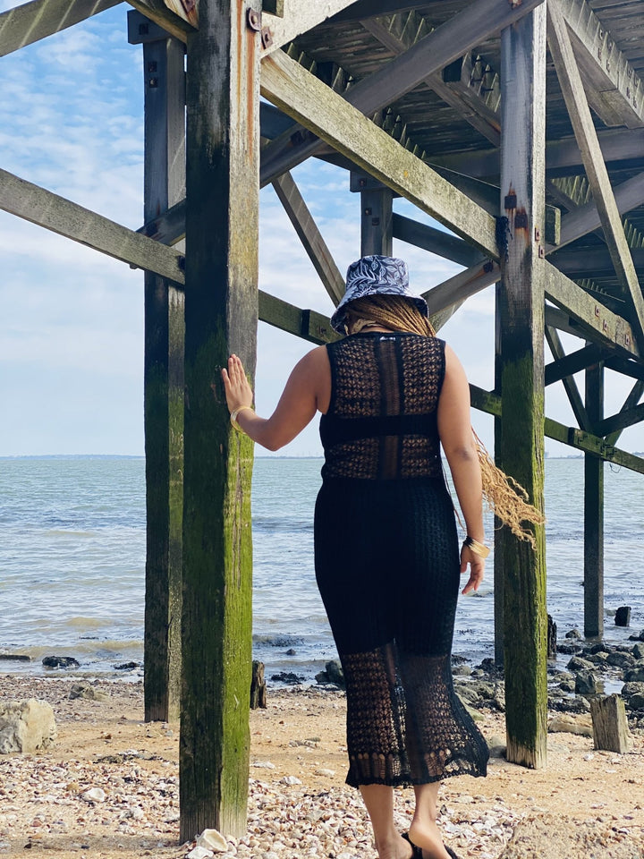 Black Crochet Maxi Beach Dress - One Wear Freedom 
