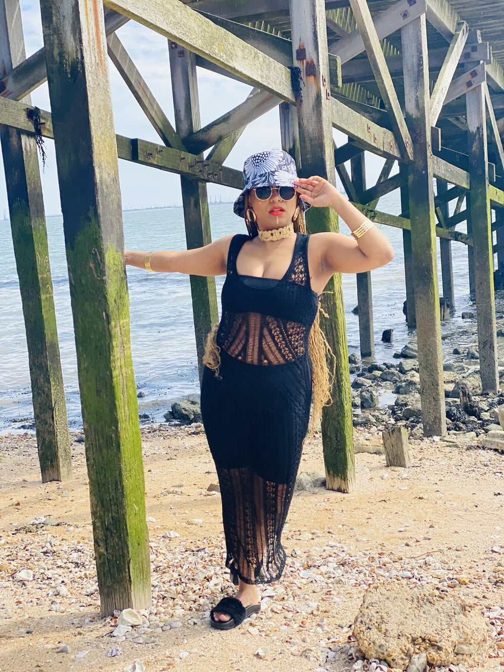 Black Crochet Maxi Beach Dress - One Wear Freedom #product_tags#