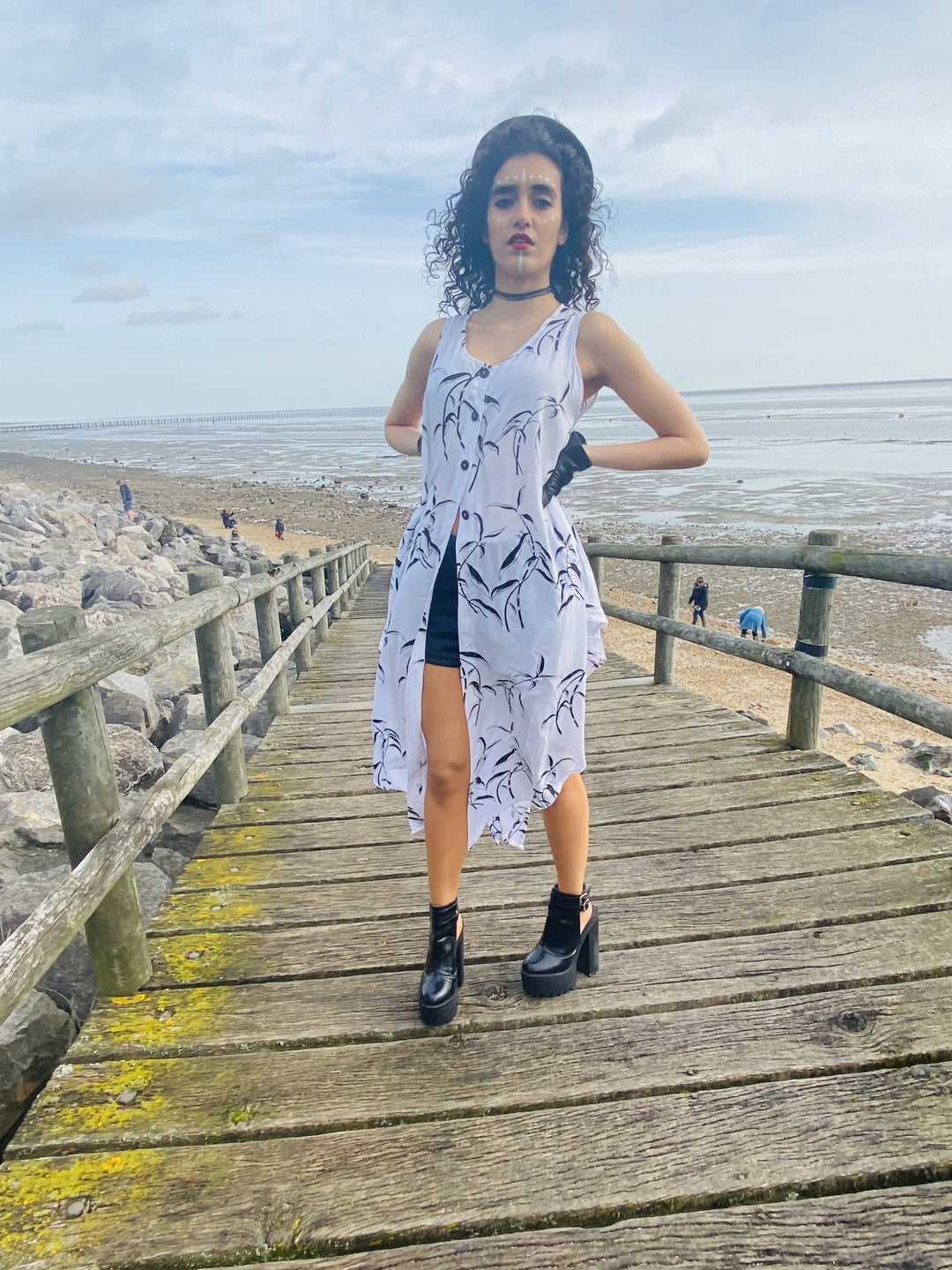 Black + White Rice Waist Coat - One Wear Freedom front 2