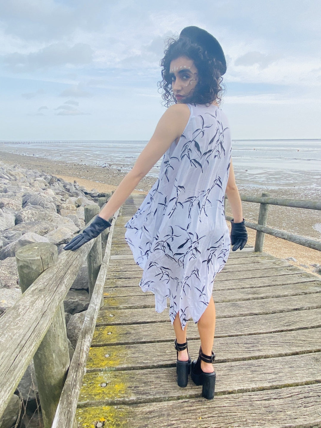 Black + White Rice Waist Coat - One Wear Freedom back