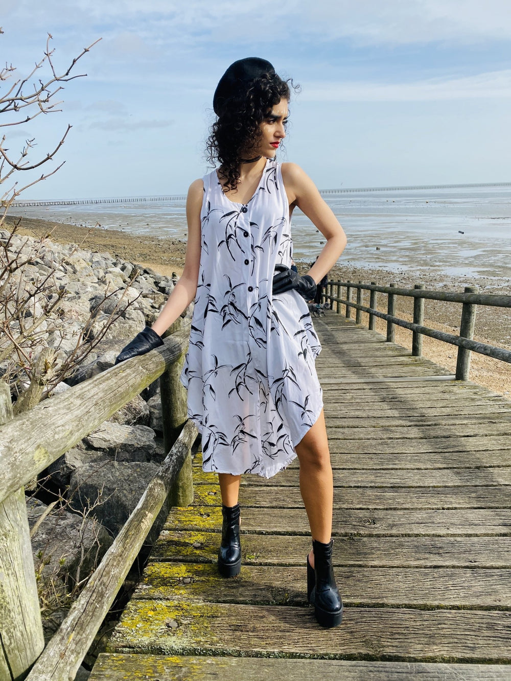 Black + White Rice Waist Coat - One Wear Freedom front
