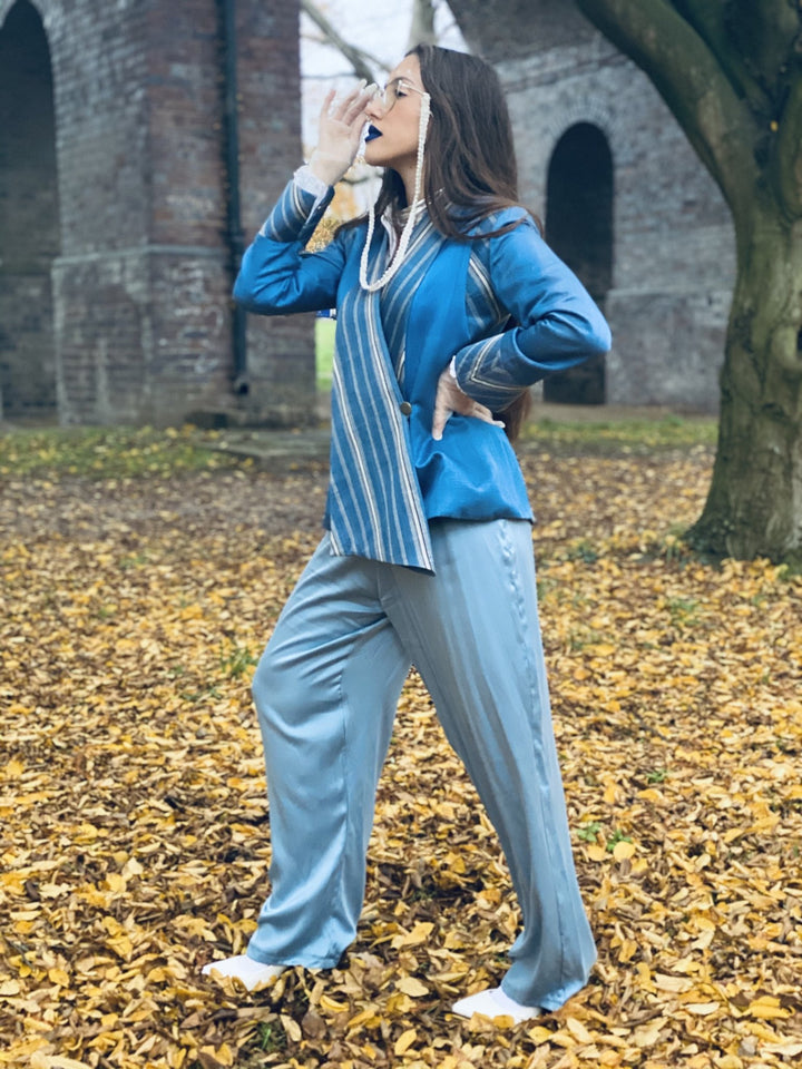 Blue Bombyx Mori Trousers - One Wear Freedom 