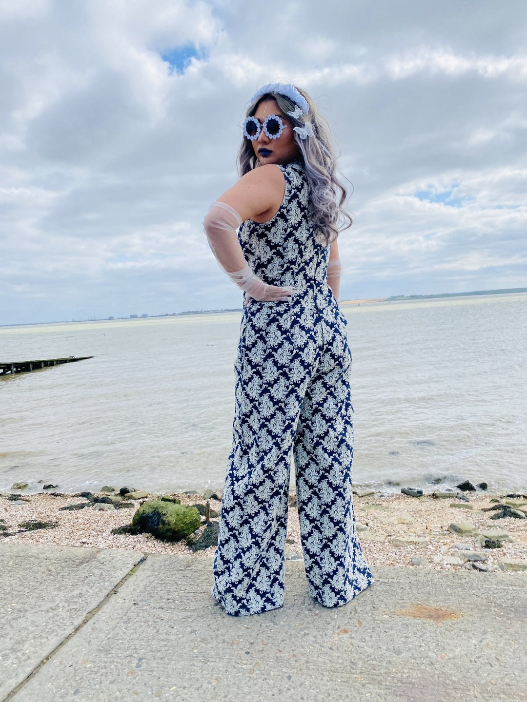 Blue + White Paisley Box Jumpsuit - One Wear Freedom 