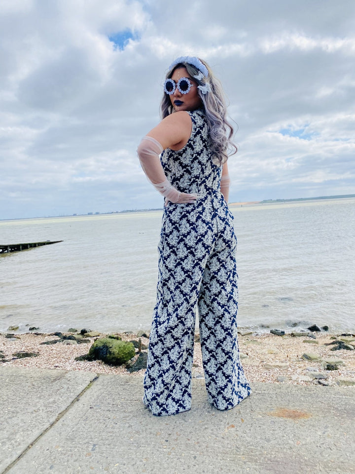 Blue + White Paisley Box Jumpsuit - One Wear Freedom 