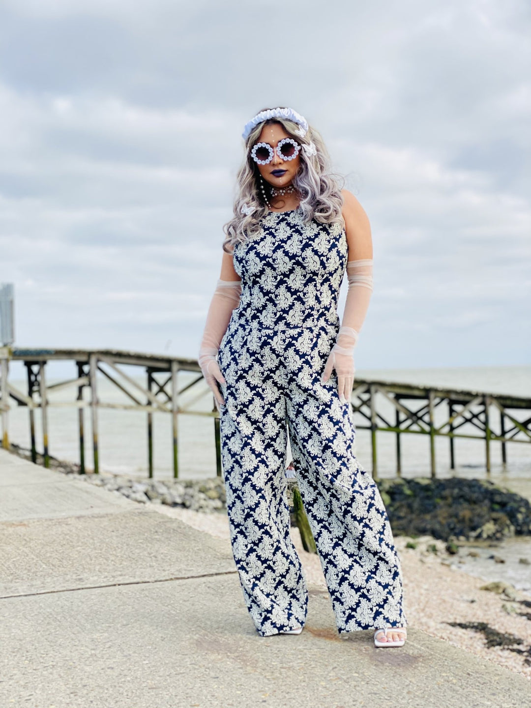 Blue + White Paisley Box Jumpsuit - One Wear Freedom 