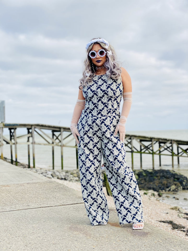 Blue + White Paisley Box Jumpsuit - One Wear Freedom 